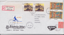 Norvège Norway Norge Farsund Lettre Recommandée Timbre Stamp Registered Air Mail Cover 1977 - Storia Postale