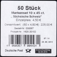 FB 59 Sächsische Schweiz, Folienblatt-BANDEROLE Ohne DHL-Code - 2011-2020