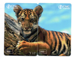Tigre Leo Félin Animal  PUZZLE CHINE  - 2 Télécartes Phonecard ( K05) - Cina