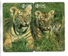 Tigre Leo Félin Animal  PUZZLE CHINE  - 2 Télécartes Phonecard ( K06) - Cina