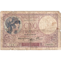 France, 5 Francs, Violet, 1940, J.66430, B+, Fayette:F.04.15, KM:83 - 5 F 1917-1940 ''Violet''