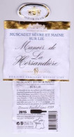 Etiquette, Contre étiquette Et Millésime " MANOIR DE LA HERSANDIERE " Muscadet 2015 (2681)_ev130 - Witte Wijn