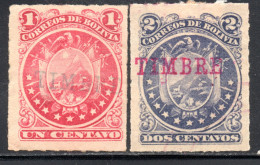 2656.BOLIVIA 1887 1c,2c. TIMBRE OVERPR.MHH - Bolivie