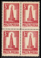 1945. POLSKA. Kosciuszko-memorial 3 Zl Perf 11 In 4-block  Never Hinged.   (Michel 404A) - JF543351 - Governo Generale