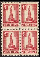 1945. POLSKA. Kosciuszko-memorial 3 Zl Perf 11 In 4-block  Never Hinged.   (Michel 404A) - JF543352 - Generalregierung