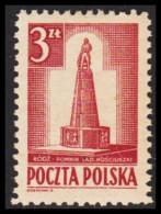 1945. POLSKA. Kosciuszko-memorial 3 Zl Perf 11 Never Hinged.   (Michel 404A) - JF543354 - Generalregierung