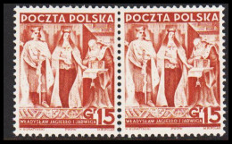 1938. POLSKA. 20 Years Republic Polen 15 Gr In Never Hinged Pair..  (Michel 333) - JF543383 - Unused Stamps