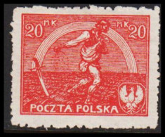 1921. POLSKA. Farmer 20 M No Gum.  (Michel 160) - JF543421 - Unused Stamps