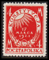1921. POLSKA. Constitution 4 M Never Hinged.  (Michel 166) - JF543429 - Nuovi