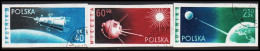 1959. POLSKA. Sputnik 3 And Lunik 1 And 2 Imperforated  Complete Set.  (Michel 1127-1129) - JF543442 - Gebraucht