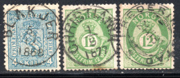 2658. NORWAY 3 CLASSIC ST. WITH NICE POSTMARKS LOT. - Oblitérés