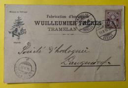 70073 - Carte Horlogerie Wuillemin Frères Tramelan Tramelan Dessus 18.02.1891 état Moyen - Uhrmacherei