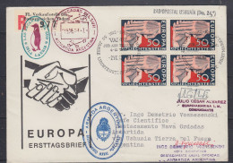 Liechtenstein 1962 Registered Letter "Europa" To Ushuaia Div. Arg. Antarctic Ca 2 Signatures (FG188) - Onderzoeksstations