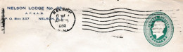 60 - FRANC-MAÇONNERIE (MASONIC) : Entier Postal Canadien Maçonnique De 1930. NELSON Lodge ! Rare - Francmasonería
