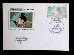 CL, FDC, Premier Jour, Madagascar, Repoblika Demokratika Malagasy, 6 Décembre 1983, Antananarivo, Lémuriens, Indri Indri - Madagascar (1960-...)