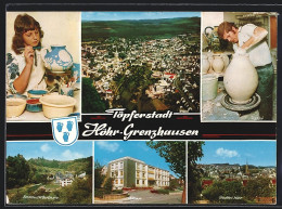 AK Höhr-Grenzhausen, Rathaus, Burgruine, Töpferarbeiten  - Hoehr-Grenzhausen