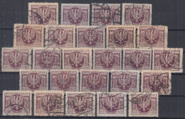 ⁕ Poland 1923 ⁕ Eagle In Shield / Wappenadler 500 M. Mi.179 ⁕ 25v Used / Different Perf. - Unchecked / Shades - See Scan - Usati
