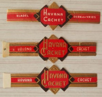 K21 Lot Bagues De Cigares  Havana Cachet  3 Pièces - Bauchbinden (Zigarrenringe)