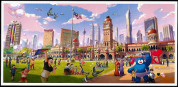 Malaysia Cityscape - Dataran Merdeka Postcard MINT Landmark Kite Aircraft Lifestyle - Malesia