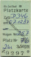 Deutschland - Berlin - Zoologischer Garten - Platzkarte Zug D346 - 07.12.87 - Europa