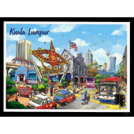 Malaysia Road Trip To Kuala Lumpur Postcard MINT Transport Automobile Taxi Motorcycle Bus Train Landmark Lifestyle - Malasia