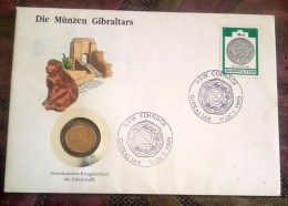 Gibraltar Coin Cover - 1990 5p Barbary Ape, FDC - Gibraltar