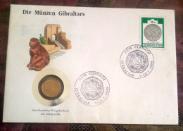 Gibraltar Coin Cover - 1990 5p Barbary Ape, FDC - Gibilterra