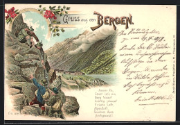 AK Gruss Aus Den Bergen, Ein Steiler Aufstieg, Bergsteiger Am Felsen  - Alpinisme