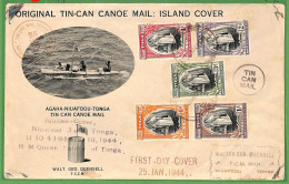 ZA1497 - TOGA - POSTAL HISTORY - OVERSIZED FDC Cover 1944 Via TIN CAN MAIL - Tonga (...-1970)