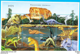 BHUTAN 1999 Dinosaurs Prehistoric Animals Reptiles Sheetlet 12 Stamps MNH Dinosaures Bhoutan - Bhutan