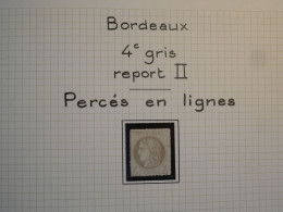 DK0 FRANCE N°41 CERES BORDEAUX PERCé EN LIGNE   +VU BEHR.DISPERSION DE COLLECTION+ - 1870 Ausgabe Bordeaux