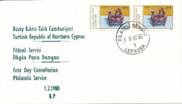 Cyprus Turkey FDC Lefkosa 1-2-1988 - Brieven En Documenten