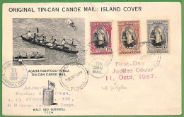 ZA1500 - TOGA - POSTAL HISTORY -  FDC Cover 11.10.1937  Via TIN CAN MAIL Royalty - Tonga (...-1970)