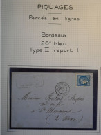 DK0 FRANCE BELLE LETTRE   BORDEAUX 20C  PERCé EN LIGNE  +VU BEHR.DISPERSION DE COLLECTION+ - 1870 Bordeaux Printing