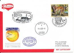 Austria UN Vienna AIRSHIP MAIL Pro Juventute Number 24 Wien 6-4-2000 And Wels 5-5-2000 With More Postmarks - Emissioni Congiunte New York/Ginevra/Vienna