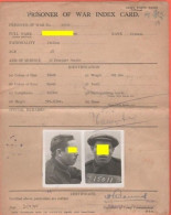 POW INDEX CARD 1942 Prigionieri Di Guerra Italiani In Inghilterra Prisonniers De Guerre Angleterre War Prisoners - Documenti