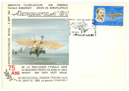 COV 06 - 104 AIRPLANE, Romania, Traian Vuia - Cover - Used - 1981 - Lettres & Documents