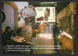 Portugal Azores Tanoeiro Fabrication De Tonneau Vin Carte Maximum 1990 Açores Barrel Fabrication Wine Maxicard - Vinos Y Alcoholes