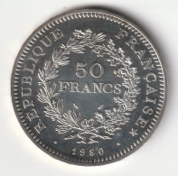 50 Francs Hercule Argent 1980 - Silver - - 50 Francs