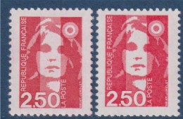 Marianne De Briat, Dite Du Bicentenaire, 2.50f Rouge Brun (g) Et Rouge Vif (d)  N°2715 Les 2 Neufs - 1989-1996 Marianne (Zweihunderjahrfeier)