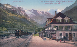 Frutigen BE, Bahnhof, Lötschbergbahn, Chemin De Fer Et Train (171) Pli D'angle - Frutigen