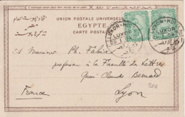 1904 - EGYPTE - CACHET D'HOTEL ! LUXOR Sur CP De LOUXOR => LYON - 1866-1914 Khedivato De Egipto