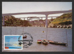 Portugal Pont São João Chemin De Fer Riviere Douro Porto Carte Maximum 1991 Douro River Oporto Rail Bridge Maxicard - Puentes