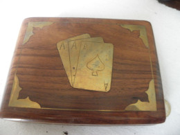 Ancienne Boîte En Bois Et Laiton Pour Cartes à Jouer American Club N° 51 - 54 Karten