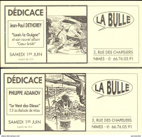 ADAMOV DETHOREZ : Carte Pour Dédicace à La Librairie LA BULLE 1991 - Tarjetas Postales