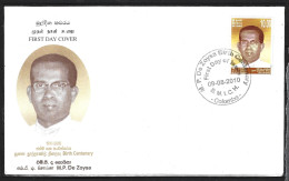 SRI LANKA. N°1746 De 2010 Sur Enveloppe 1er Jour. Personnalité. - Sri Lanka (Ceylon) (1948-...)