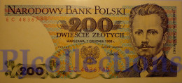 POLONIA - POLAND 200 ZLOTYCH 1988 PICK 144c UNC - Polen