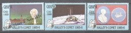 Ghana 1989 Yvert 993-95, Halley´s Comet, Overprinted New Values - MNH - Ghana (1957-...)