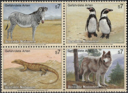 ONU UNO WIEN VIENNE Poste 159 à 162 ** MNH Zèbre Zebra Pingouin Varan Loup Wolf (CV 9,60 €) 1993 - Ongebruikt