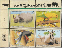 ONU UNO WIEN VIENNE Poste 200 à 203 ** MNH Rhinocéros Oryx Singe Pygathrix  Conure Dorée (CV 9,60 €) 1995 - Nuevos